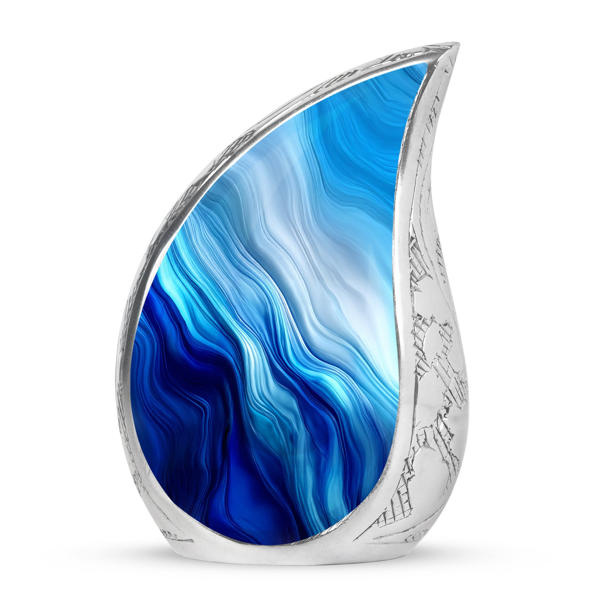 Personalized Blue Steadfast Blue Cremation Urns for Human Ashes - 10-inch, 200 cu in - Karyliz