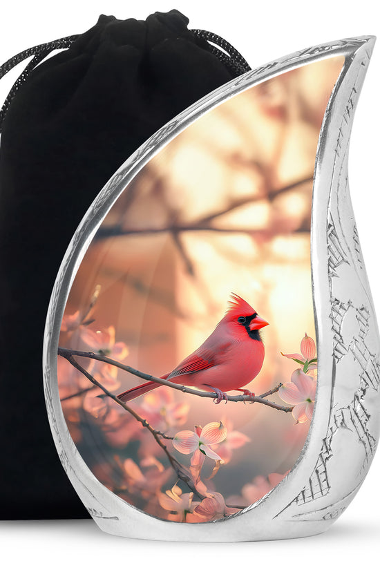 Cherry Blossoms Urn For Cremation Ashes - Cardinal Bird Urn For Sale