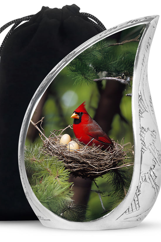 Cardinal Bird Memorial Urn For Ashes - Bird Nest Cremation Urn For Ashes
