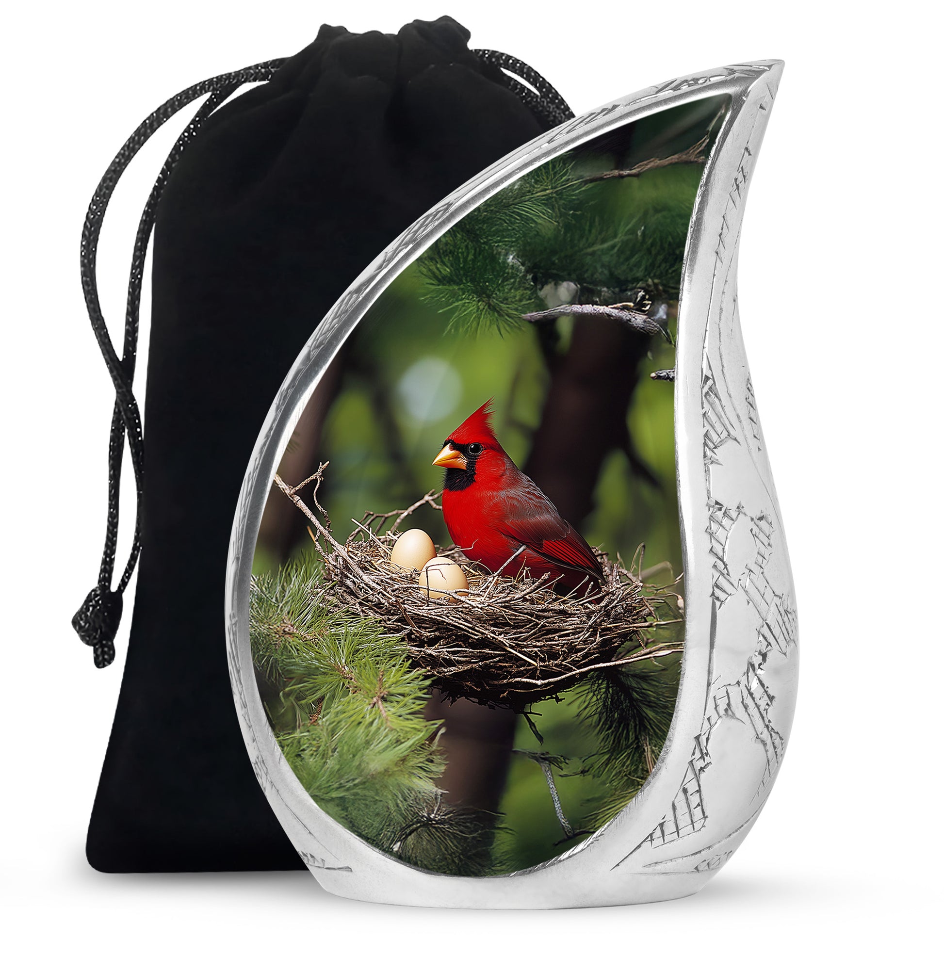 Cardinal Bird Memorial Urn For Ashes - Bird Nest Cremation Urn For Ashes