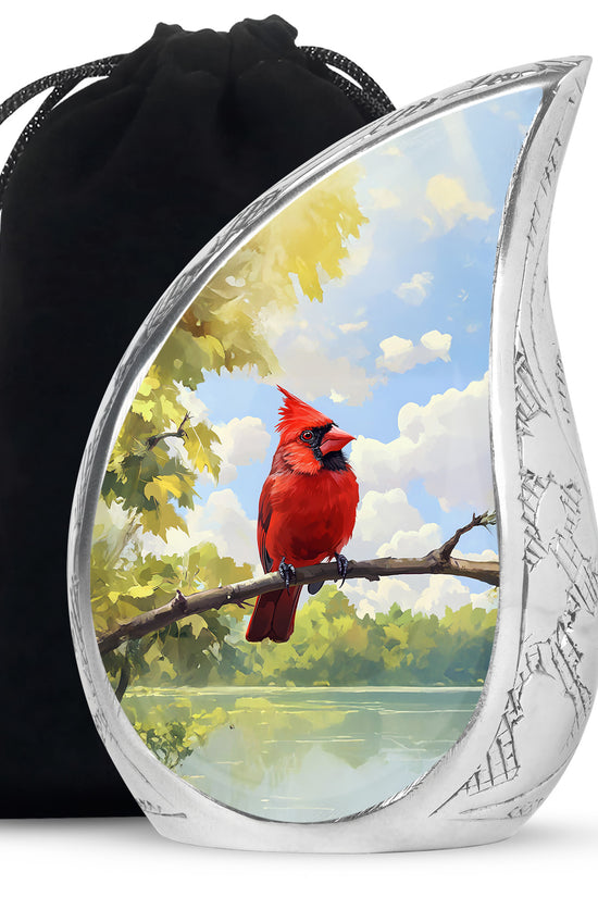 Cardinal Bird Cremation Urn - Nature Funeral Urn For Human Ashes