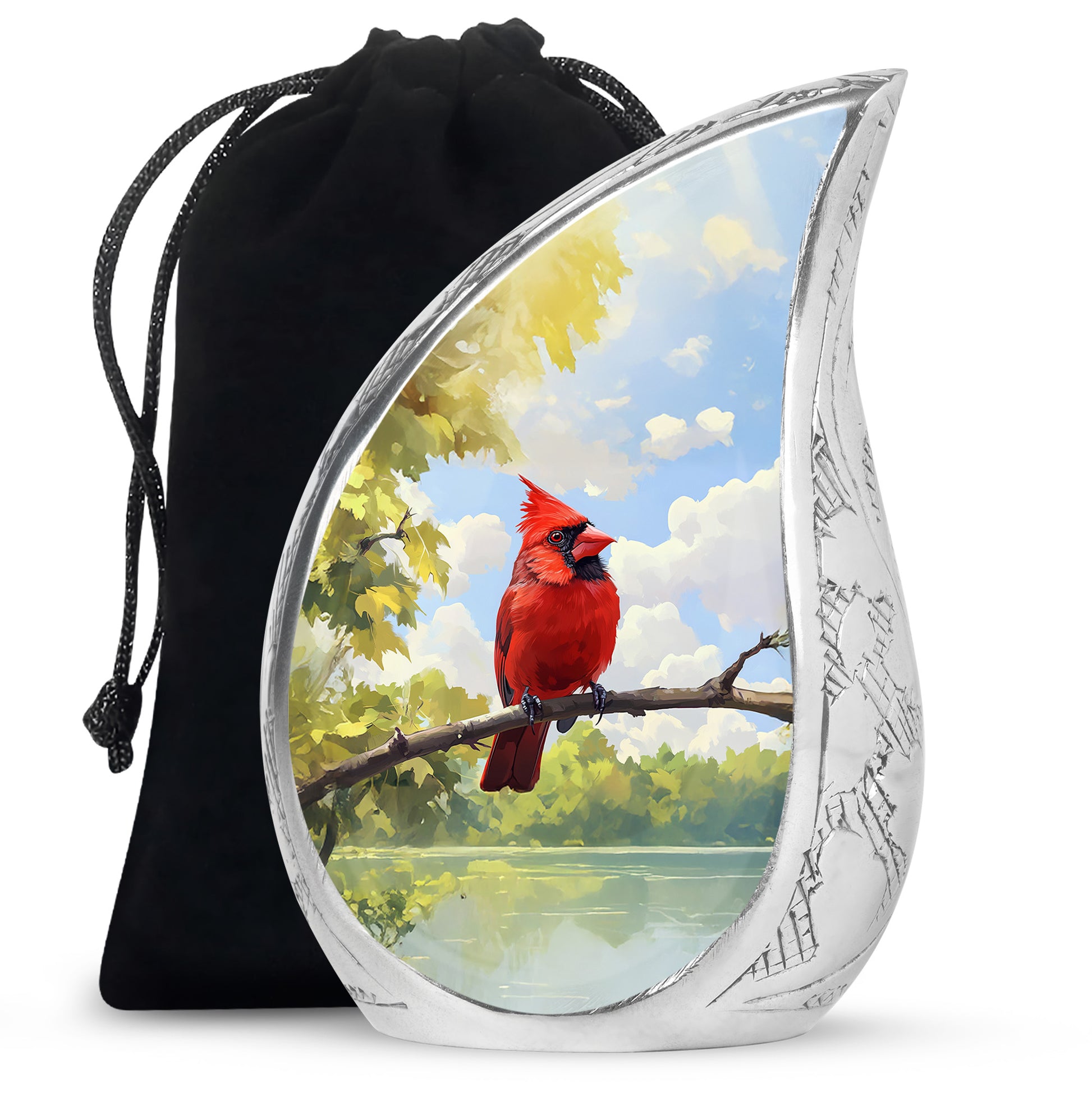 Cardinal Bird Cremation Urn - Nature Funeral Urn For Human Ashes