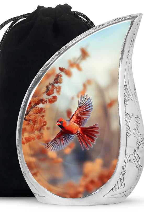Flying Cardinal Memorial Urn - Beautiful Nature Urn For Loved Ones