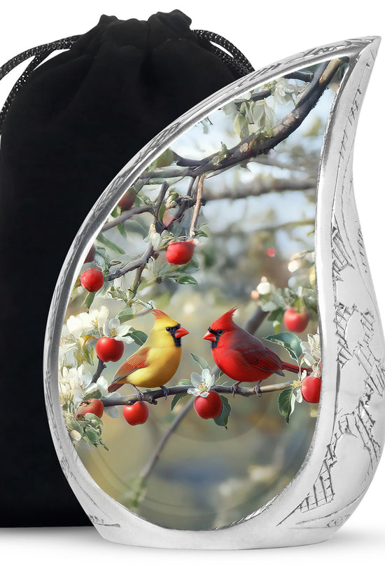 Loved Birds Memorial Urn - Cardinal Bird Cramtion Urn For Couple