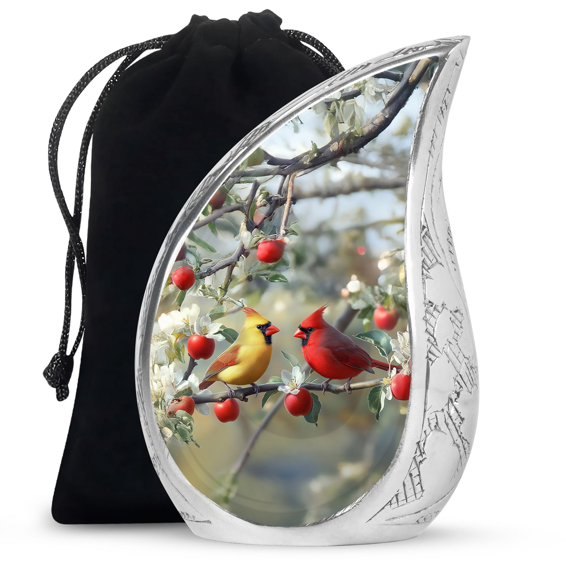 Loved Birds Memorial Urn - Cardinal Bird Cramtion Urn For Couple