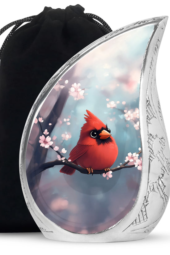 Cartoon Cardinal Bird Urn - Blossom Cremation Urn For Adult Ashes