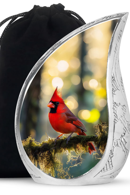 Cardinal Bird Forest Memorial Urn - Nature Funeral Urn For Human Ashes