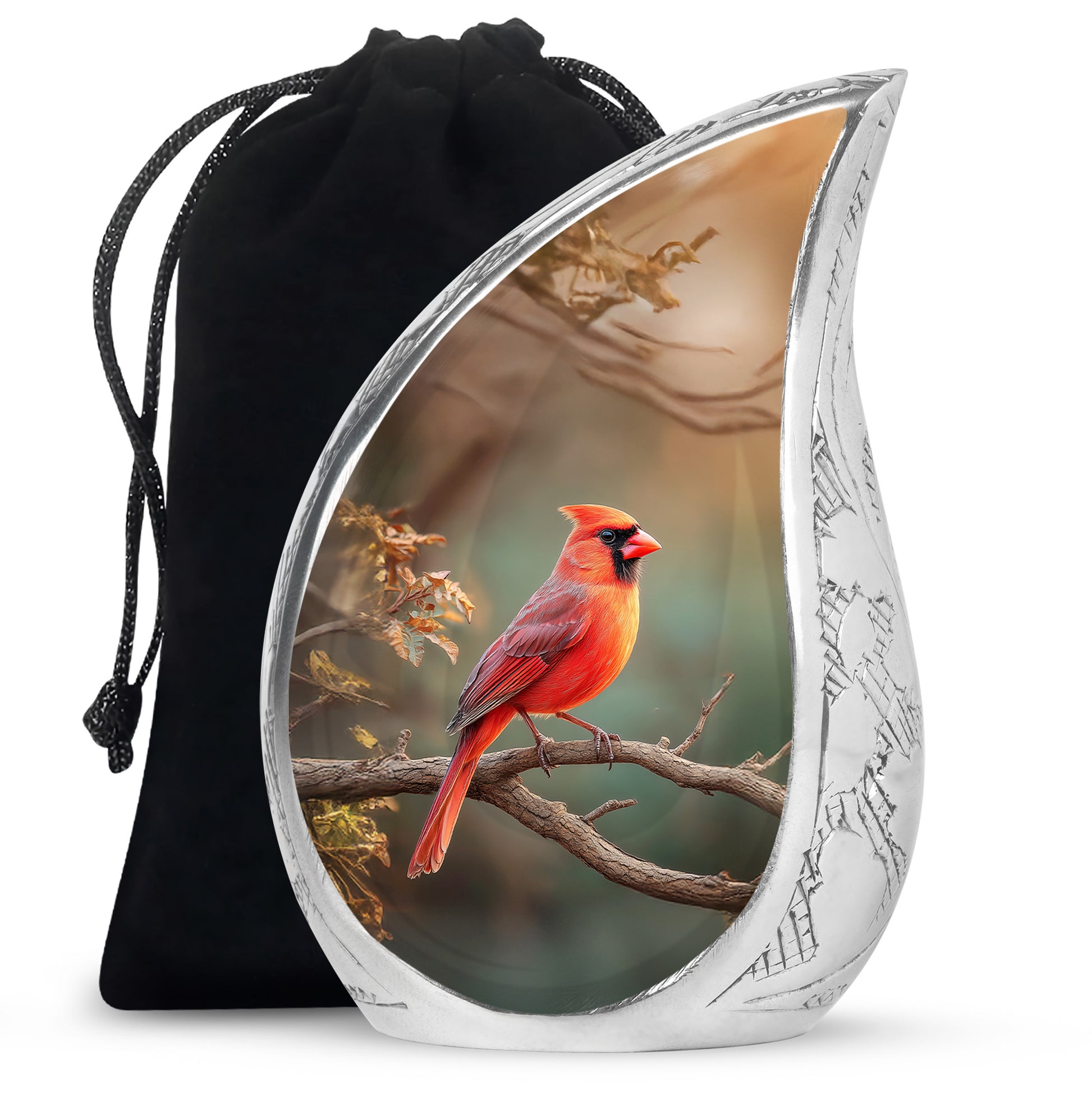 Red Bird Cardinal Funeral Urn - Peaceful Nature Cremation Urn For Ashes