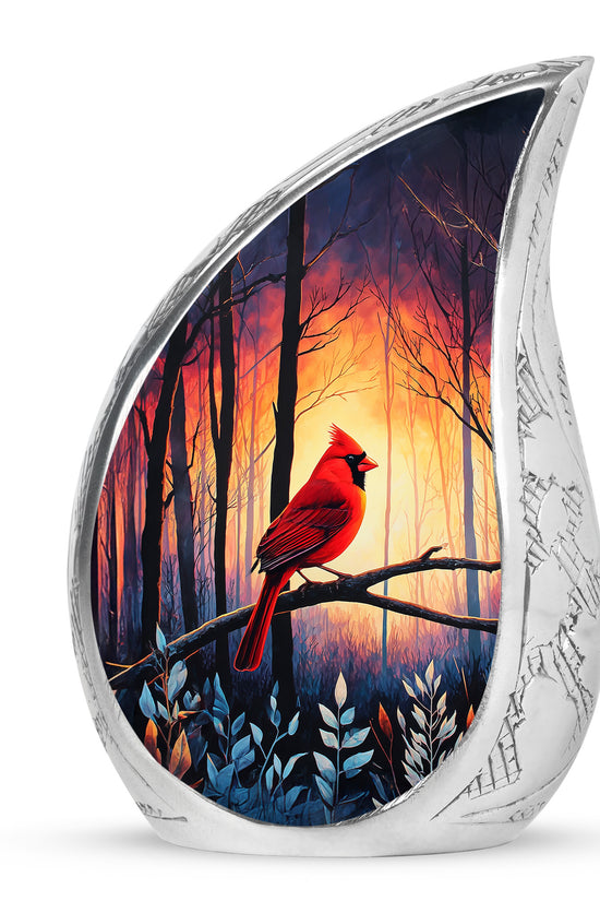 Red Cardinal Funeral Urn - Scenic Forest Cremation Urn For Adults Ashes