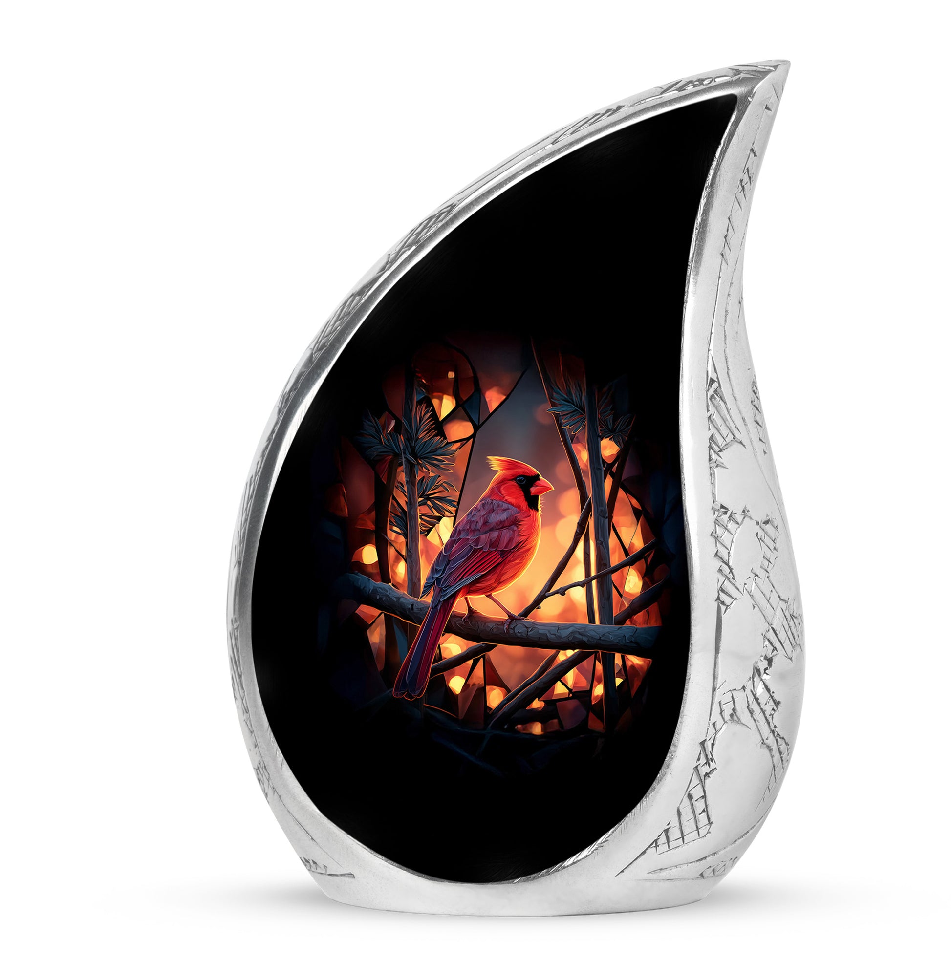 Cardinal Tribute Memorial Urn - Forest Theme Cremation Urn For Loved ones