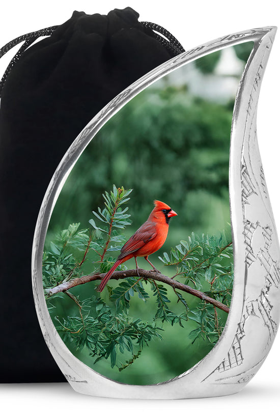 Cardinal Bird Memorial Urn - Nature Theme Funeral Urn For Human Ashes