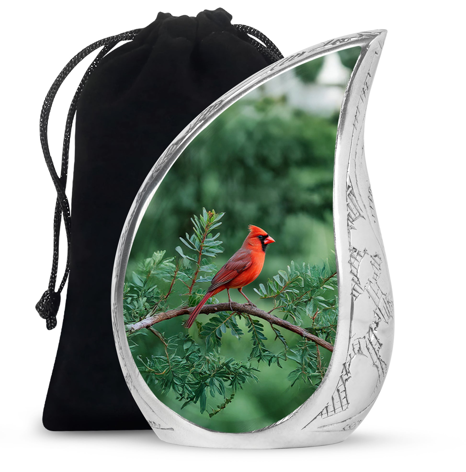 Cardinal Bird Memorial Urn - Nature Theme Funeral Urn For Human Ashes