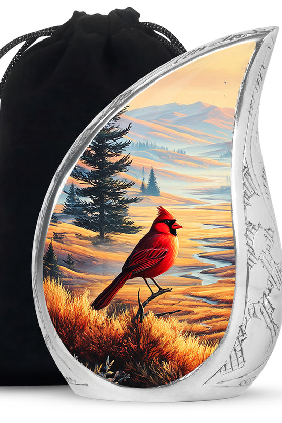 Cardinal Bird Funeral Urn - Peaceful Valley Memorial Urn For Adult Ashes