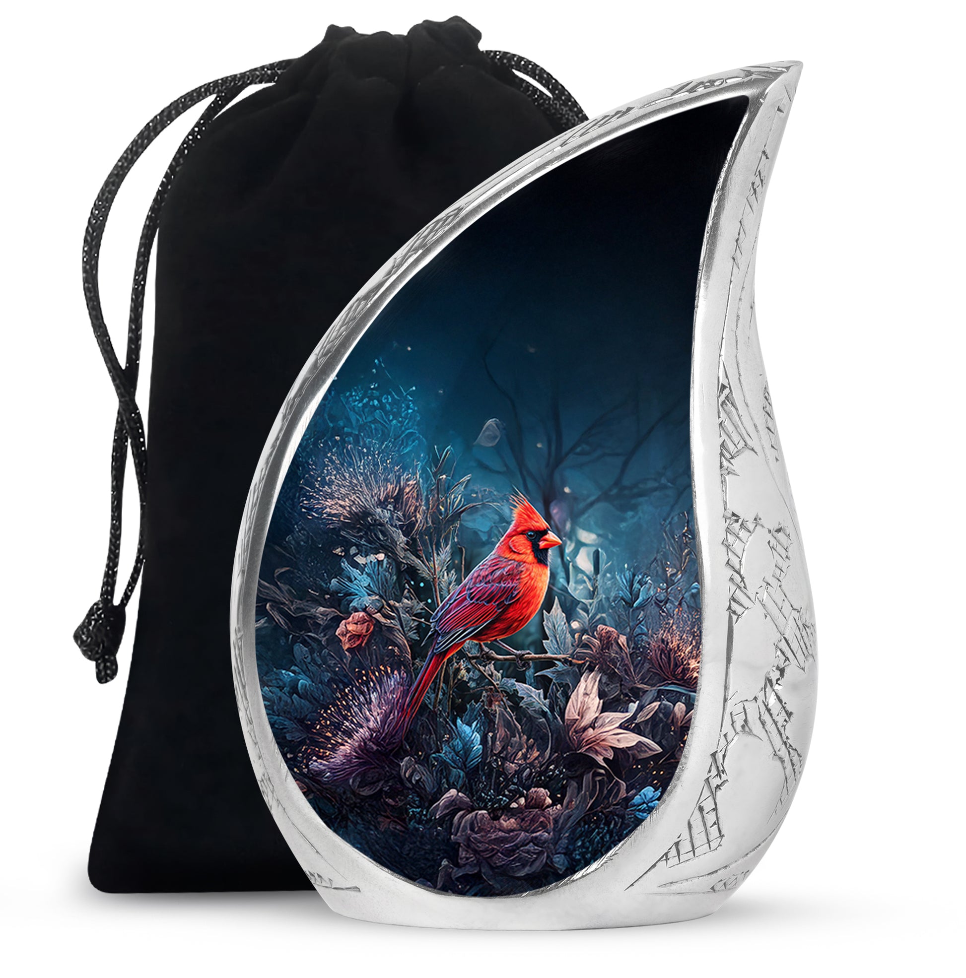 Peaceful Cardinal Funeral Urn - Nature theme Aluminum Cremation Urn For Ashes