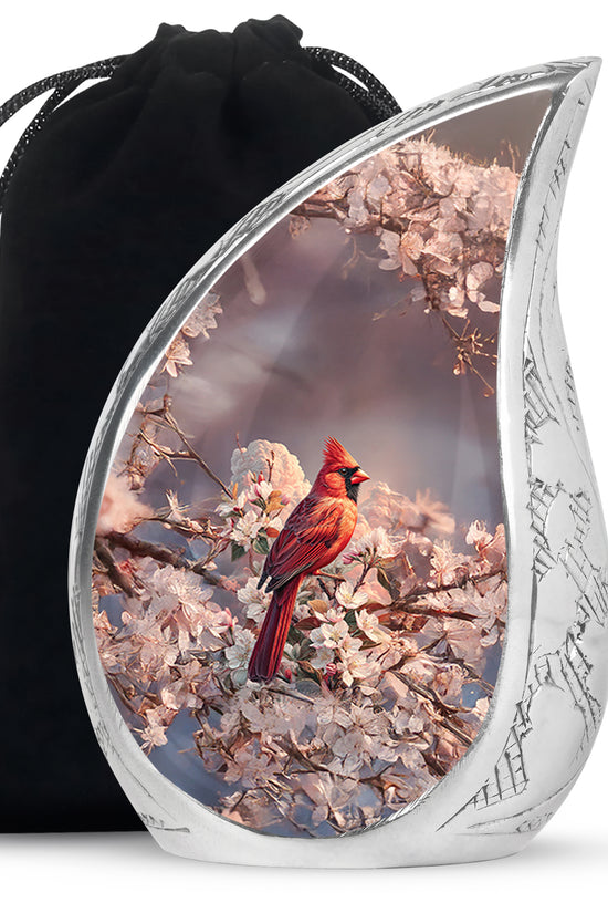 Red Cardinal Bird Memorial Urn - Artistic Memorial Urn For Loved Ashes