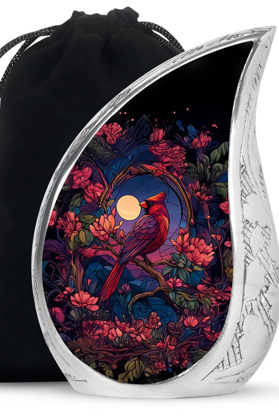 Moonlight Cardinal Cremation Urn - Artistic Memorial Urn For Adult Ashes