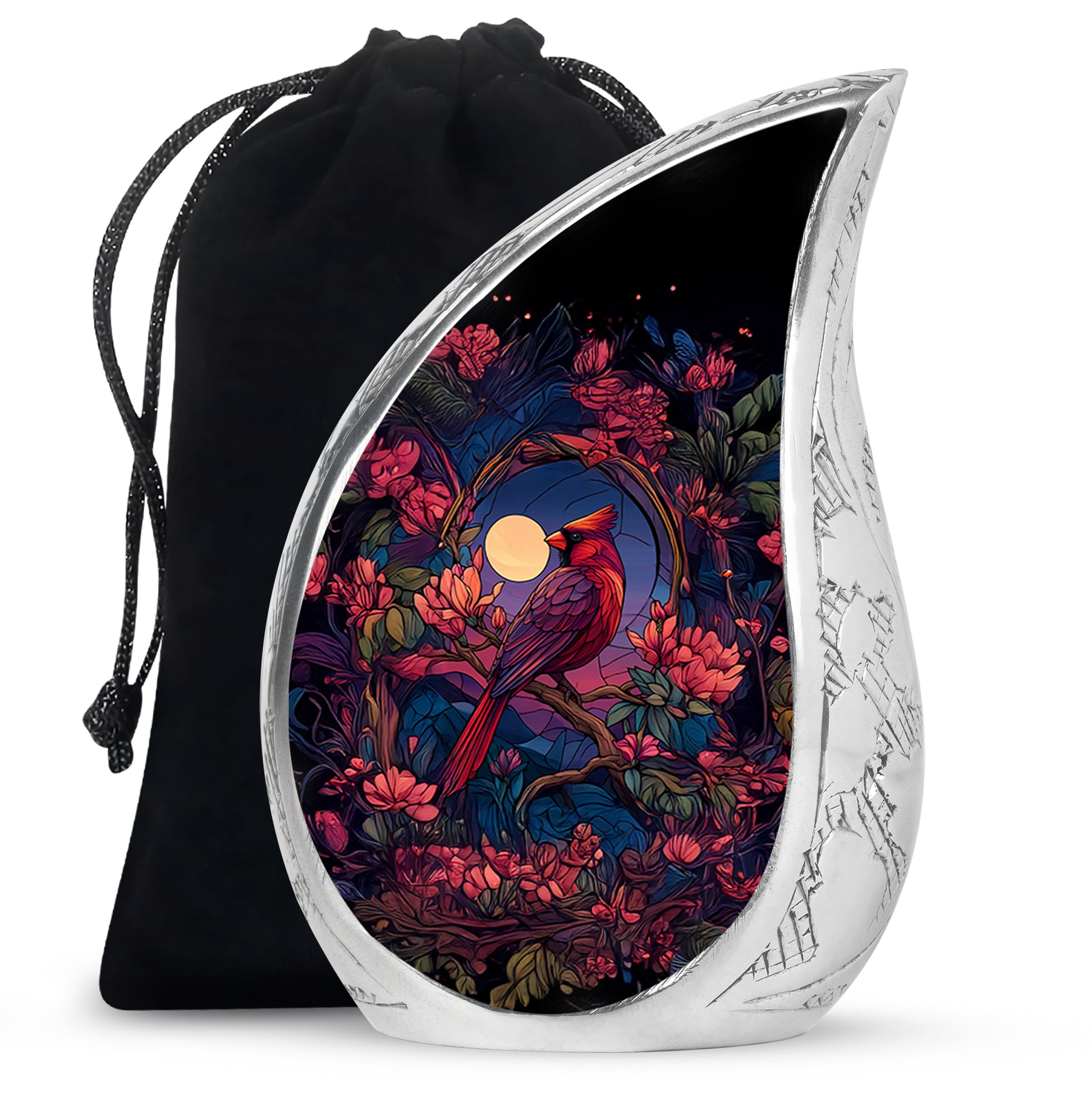 Moonlight Cardinal Cremation Urn - Artistic Memorial Urn For Adult Ashes