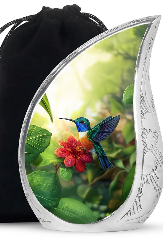 Green Memorial Urn - Hummingbird Funeral Urn For Loved Ones
