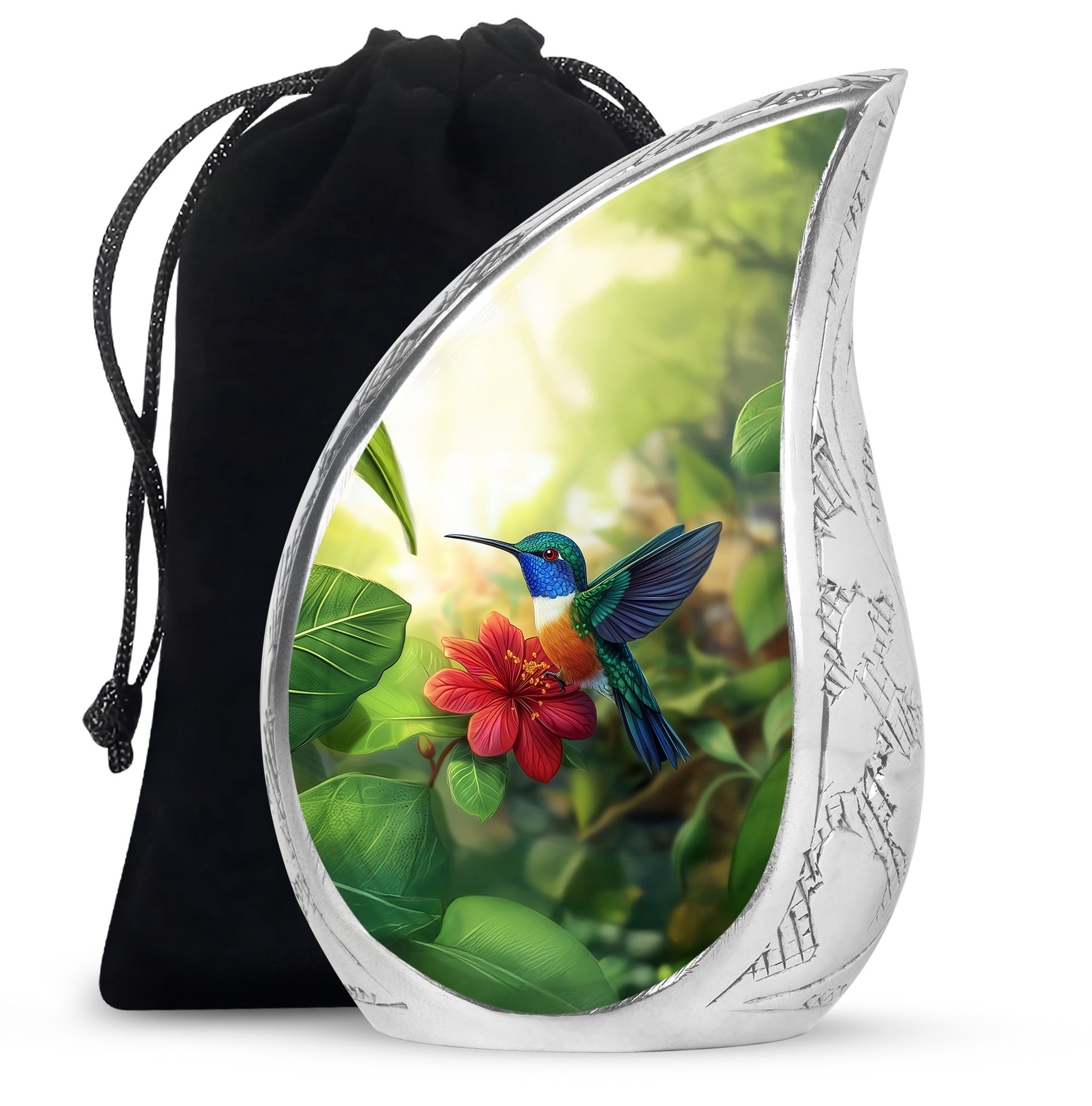 Green Memorial Urn - Hummingbird Funeral Urn For Loved Ones