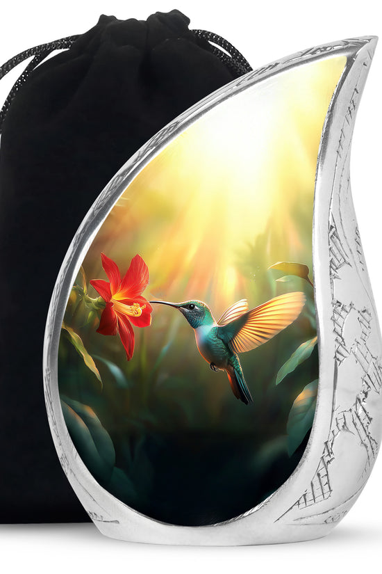 Hummingbird Memorial Urn - Golden Decorative Urn For Adults Ashes