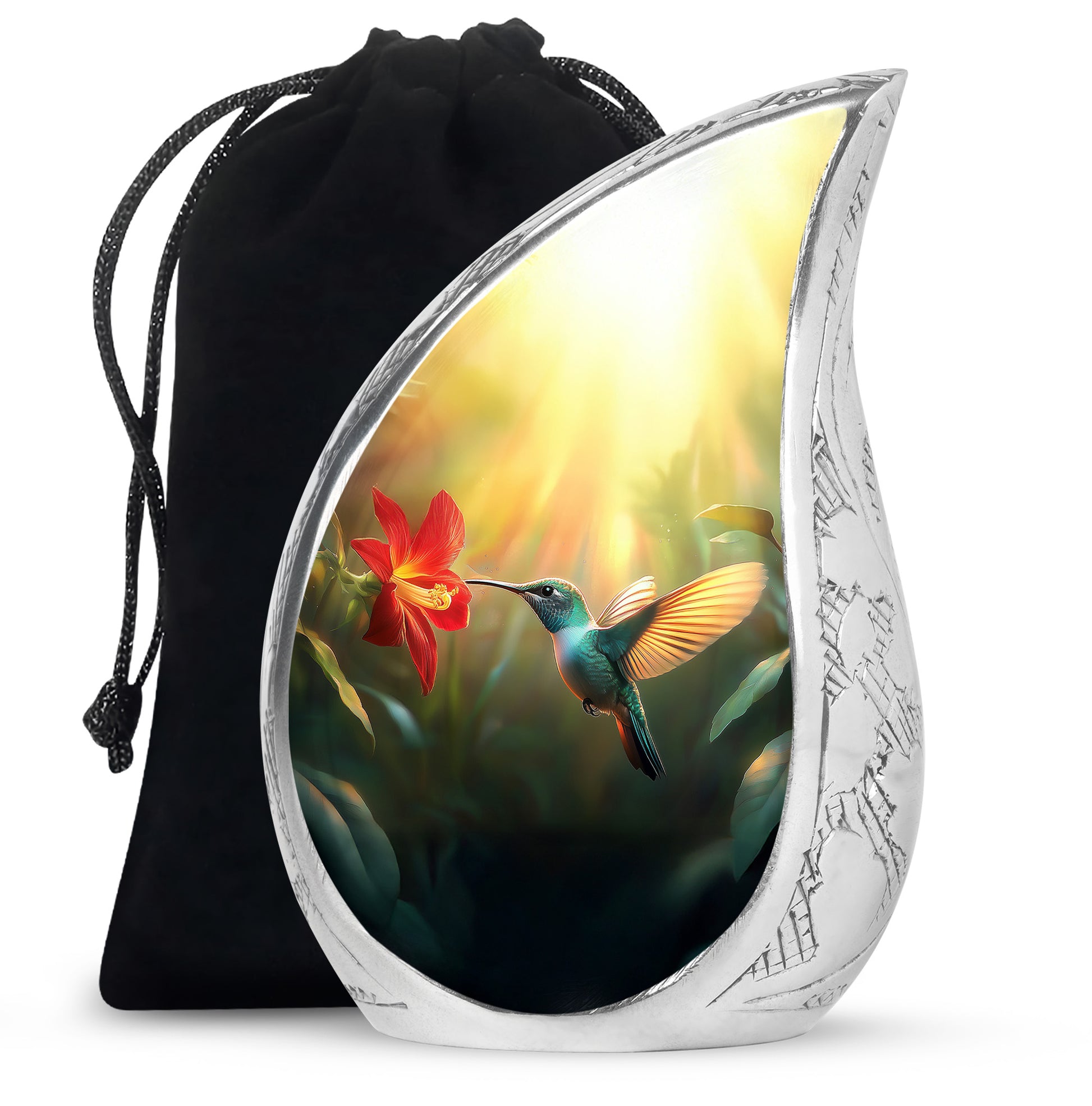Hummingbird Memorial Urn - Golden Decorative Urn For Adults Ashes