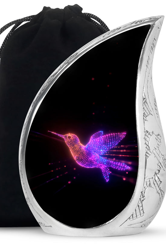Neon Hummingbird Cremation Urn - Artistic Memorial Urn For Male & Female