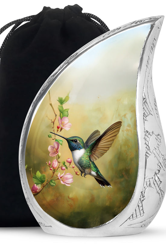 Beautiful Flowers Funeral Urn - Green Hummingbird Urn For Father & Mother