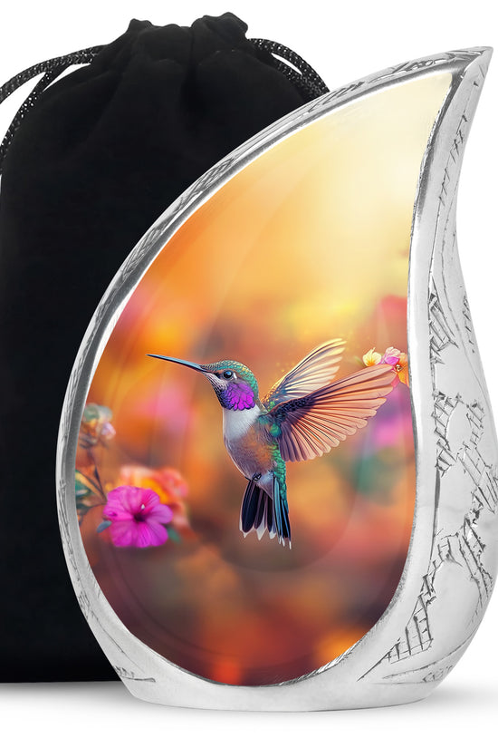 Elegent Hummingbird Funeral Urn - Orange Decorative Urn For Loved Ones