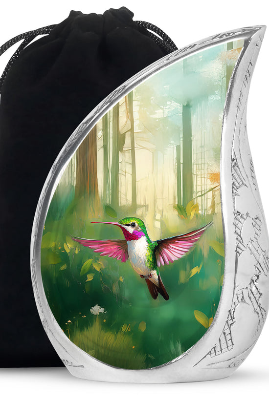 Forest Hummingbird Cremation Urn - Beautiful Natural Memorial Urn For Human Ashes