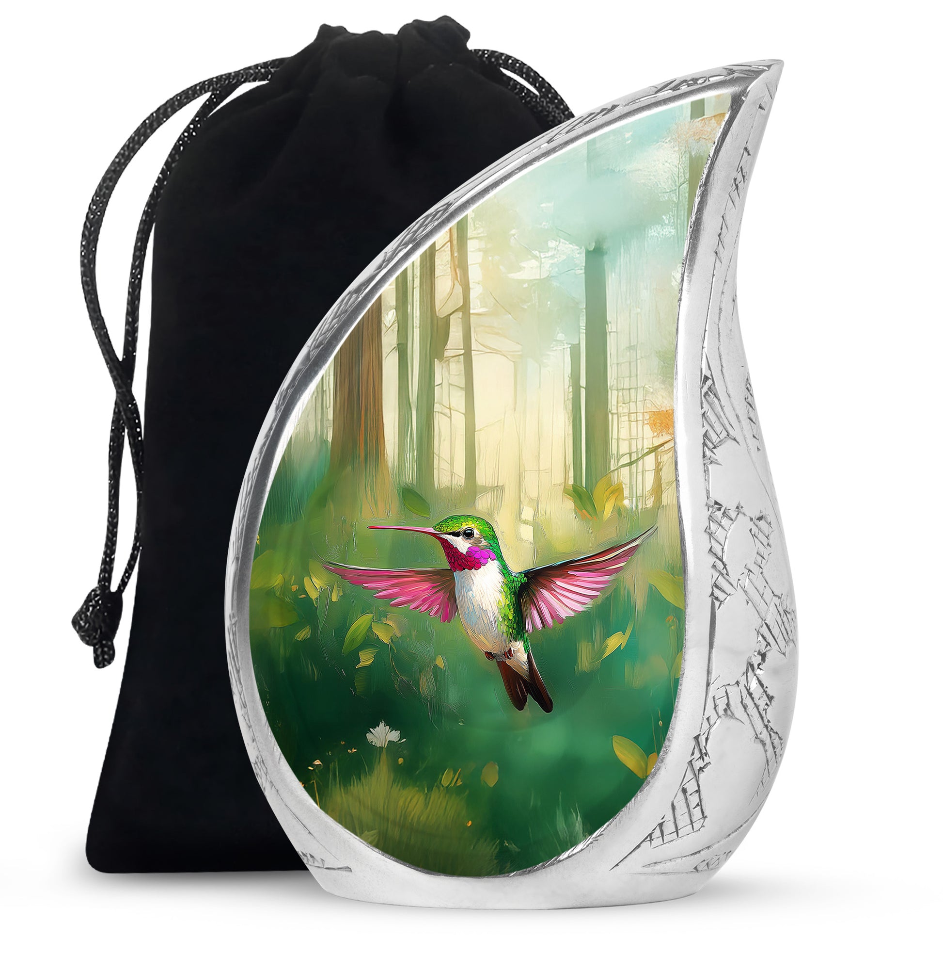 Forest Hummingbird Cremation Urn - Beautiful Natural Memorial Urn For Human Ashes