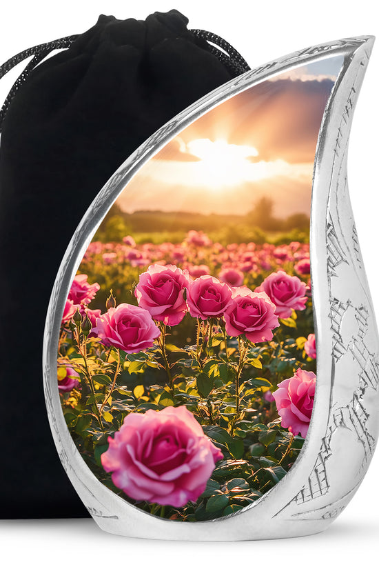 Pink Flower Landscape Cremation Urn - Beautiful Memorial Urn For Female Ashes