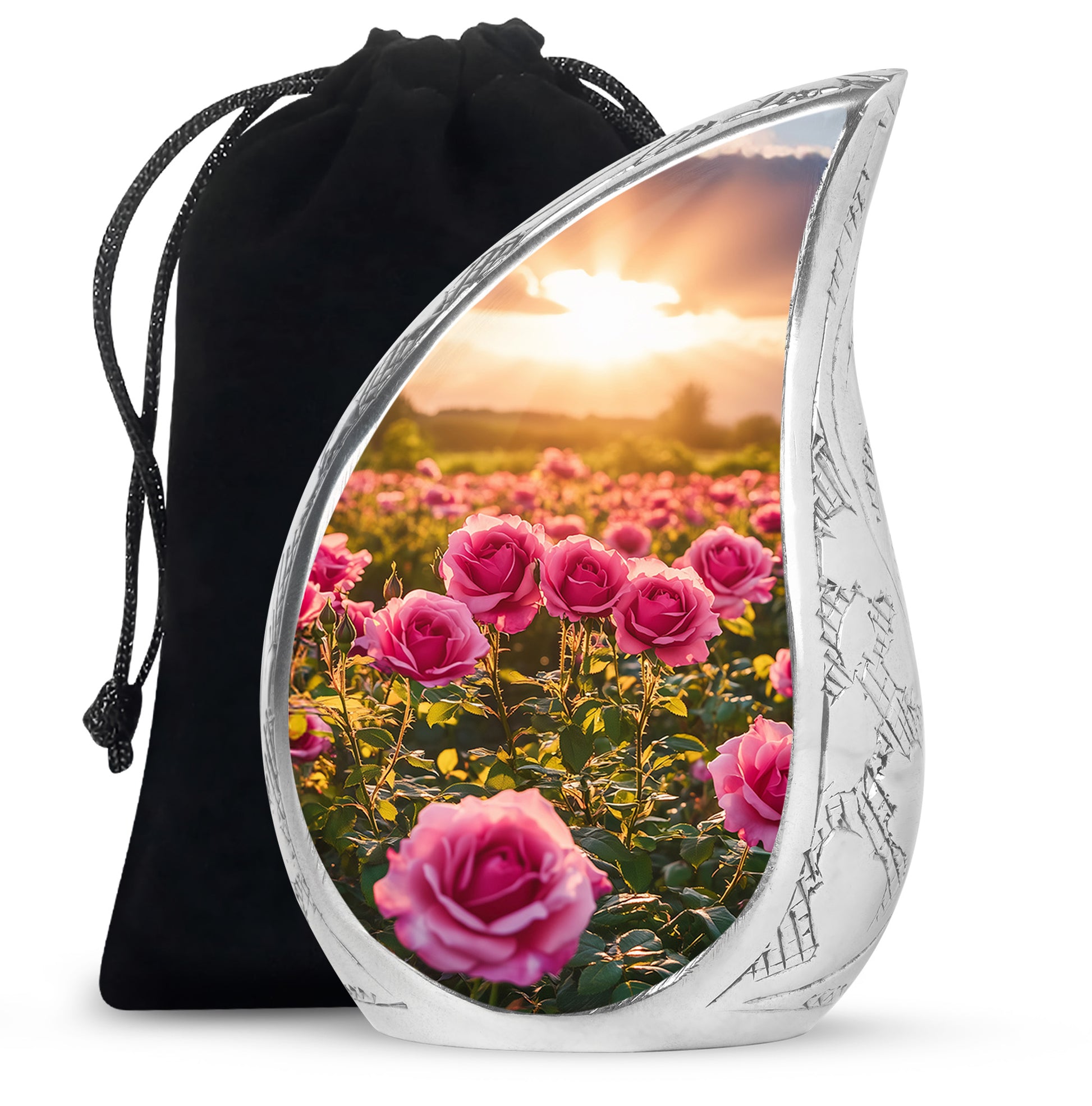 Pink Flower Landscape Cremation Urn - Beautiful Memorial Urn For Female Ashes