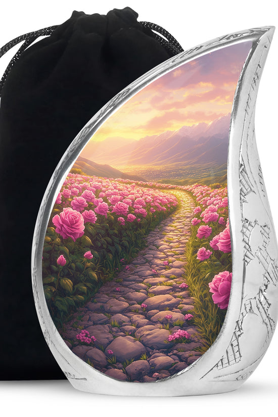 Pink Rose Valley Tribute Urn – Beautiful Cremation Urn For Human Ashes