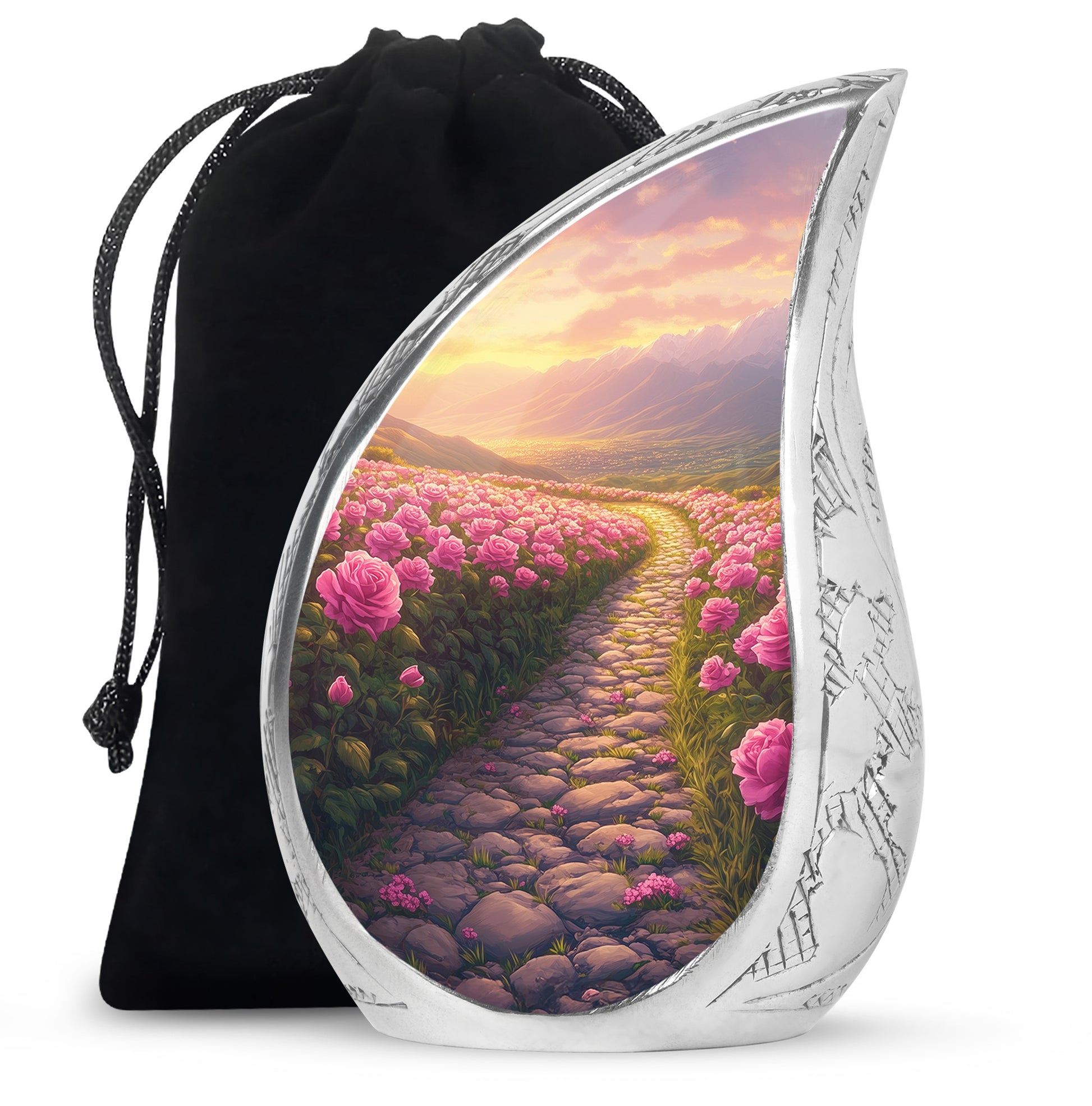 Pink Rose Valley Tribute Urn – Beautiful Cremation Urn For Human Ashes
