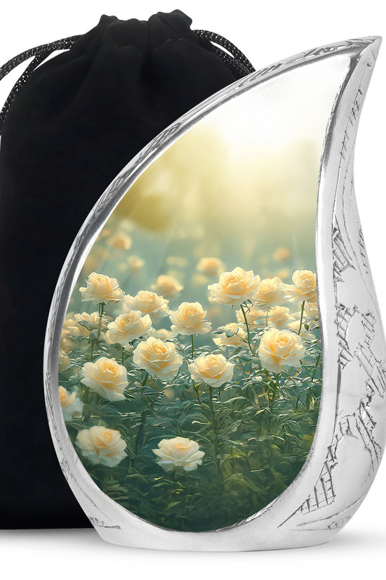 Golden Yellow Rose Memorial Urn – Cremation Urn For Mom & Dad