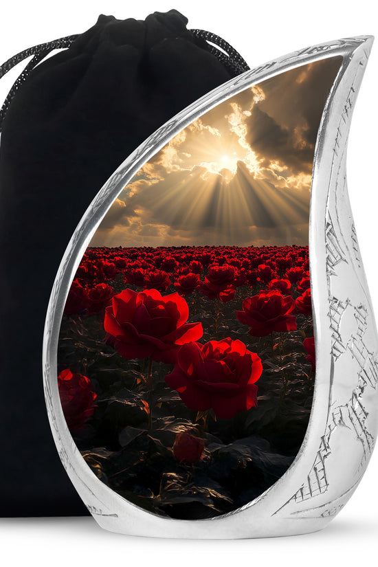 Beautiful Sunlight Memorial Urn - Rose Field Funeral Urn For Women