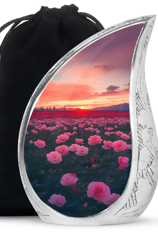 Beautiful Pink Floral Cremation Urn - Sunset Urn For Ashes Adult