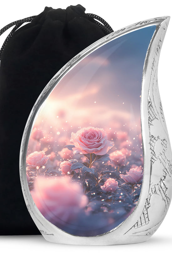 Pink Rose Cremation Urn - Beautiful Memorial Urn For Mother