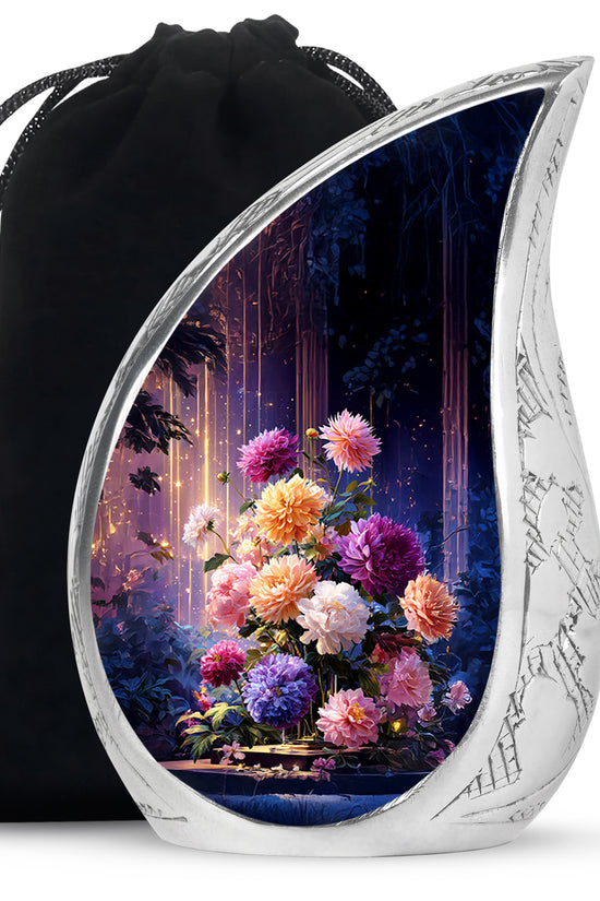 Artistic Flower Memorial Urn - Beautiful Purple Funeral Urn For Female