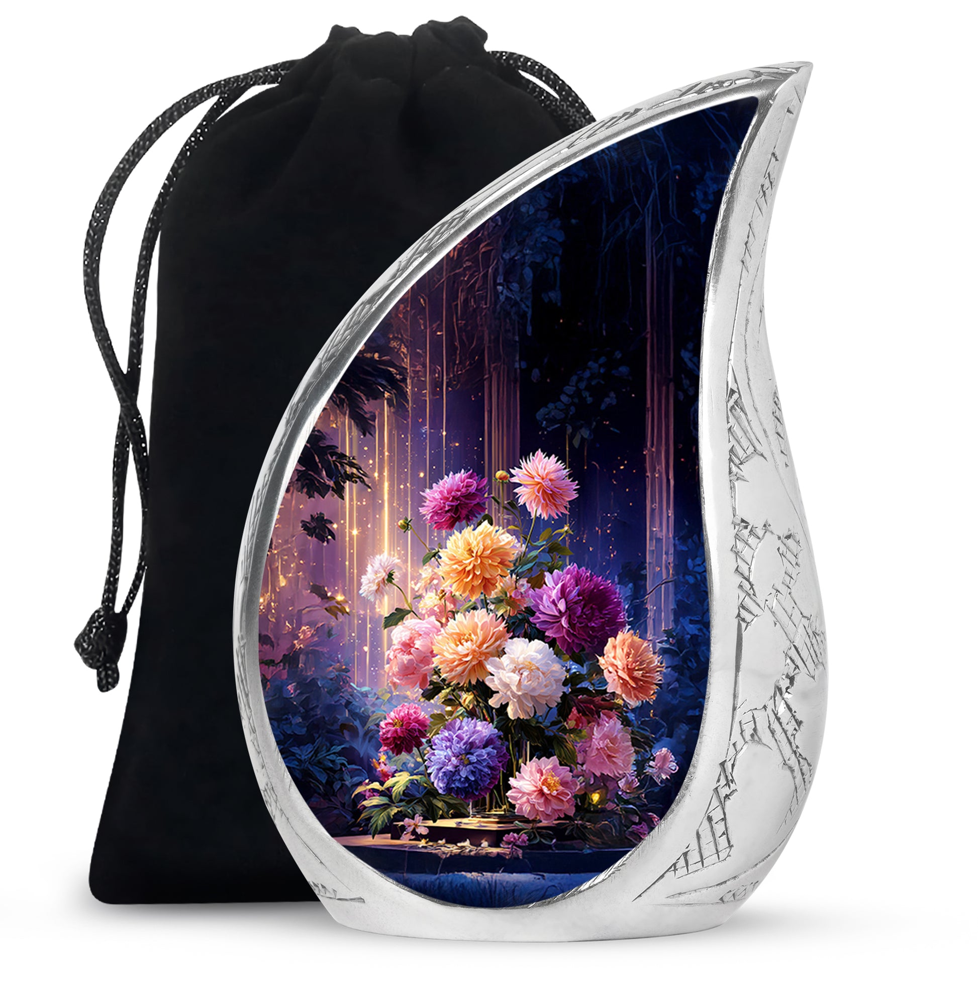 Artistic Flower Memorial Urn - Beautiful Purple Funeral Urn For Female