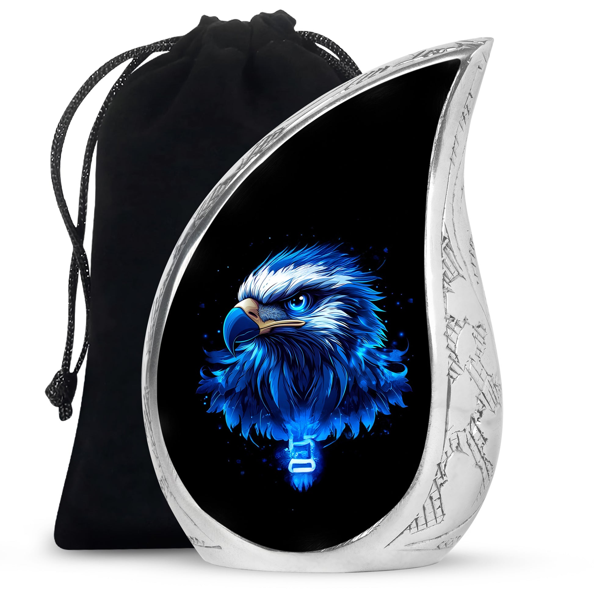 Neon Blue Eagle Art Urn For Funeral - Large Sized Urn For Adult Male