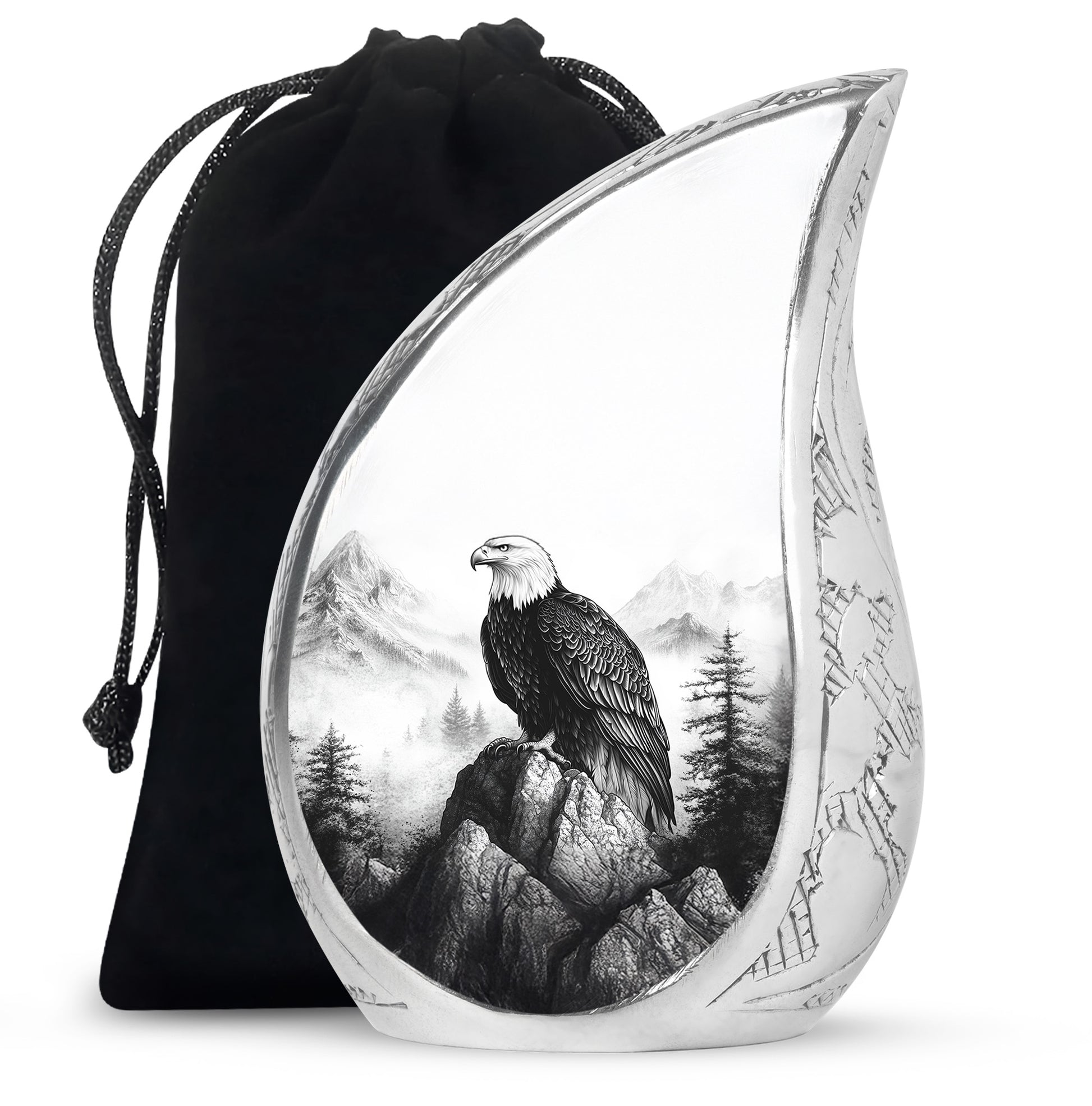 Black And White Eagle Urn For Ashes - Memorial Ashes Urn For Men