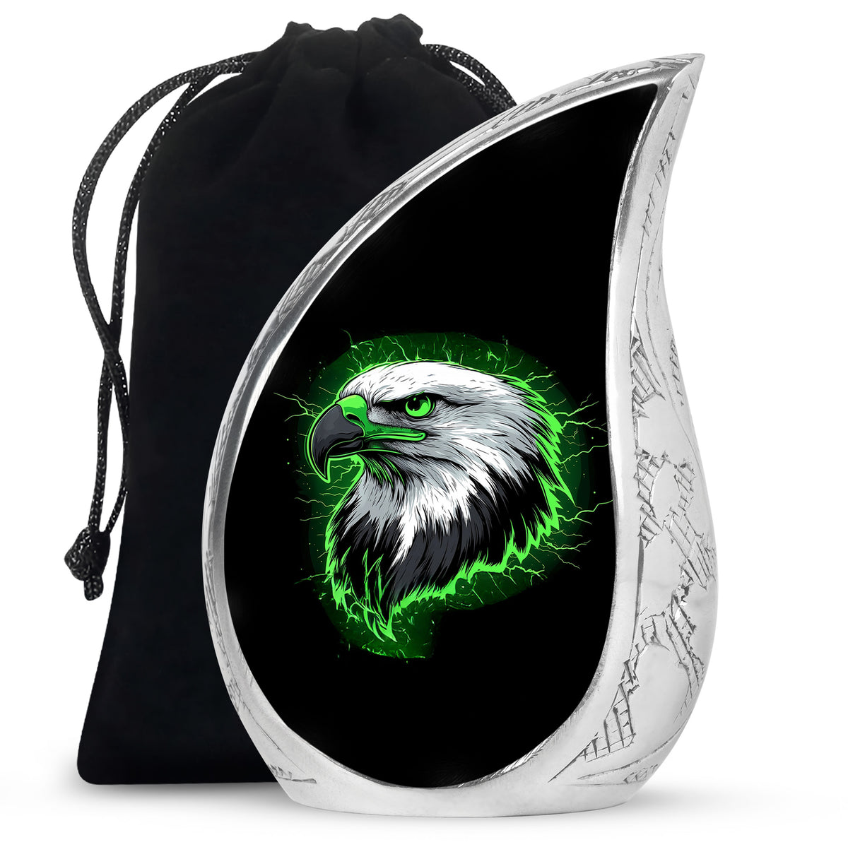 Neon Green Artistic Eagle Urn For Funeral - Large Urn For Adult Male