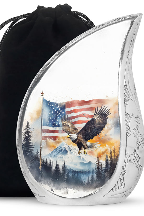 Patriotic Eagle Urn For Men - American Flag Cremation Urn For Sale