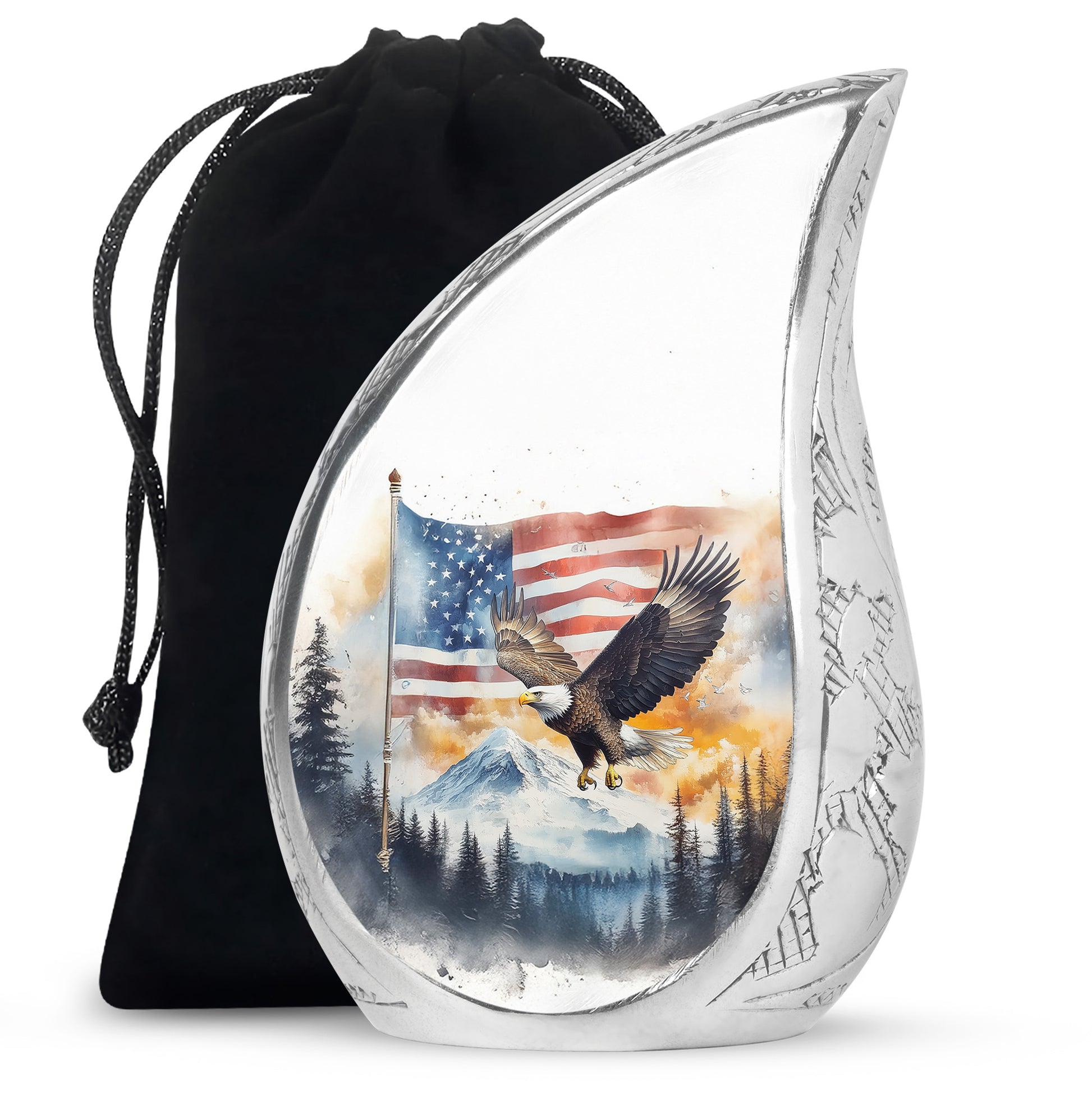 Patriotic Eagle Urn For Men - American Flag Cremation Urn For Sale