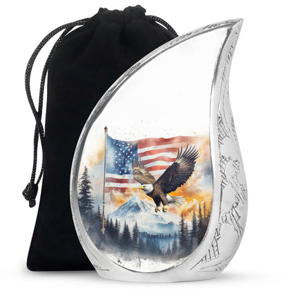 Patriotic Eagle Urn For Men - Military Tribute Cremation Urn For Ashes