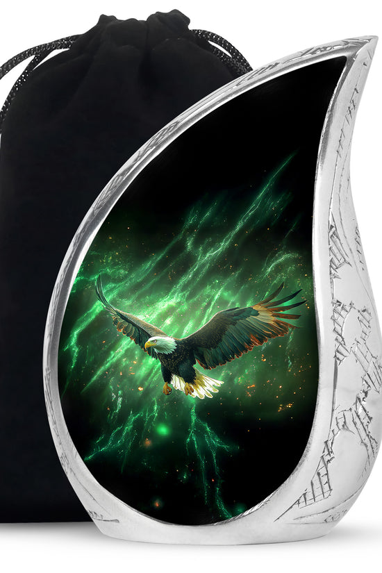 Flying Bald Eagle Cremation Urn - Scenic Memorial Urn For Human Ashes