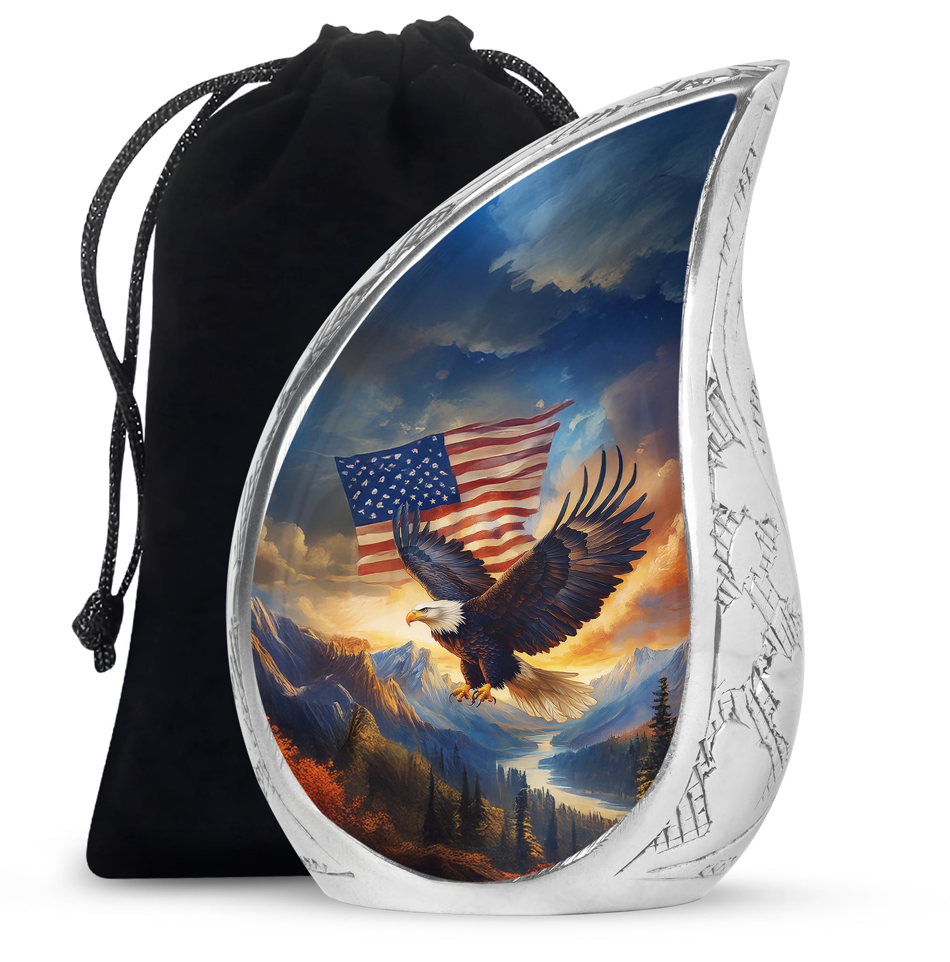 Military Memorial Urn - Bald Eagle Memorial Urn For Loved Ones
