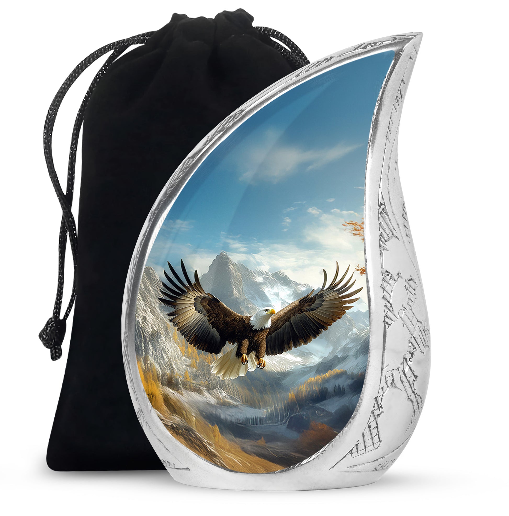Majestic Eagle Cremation Urn - Scenic Mountain Memorial Urn For Burial