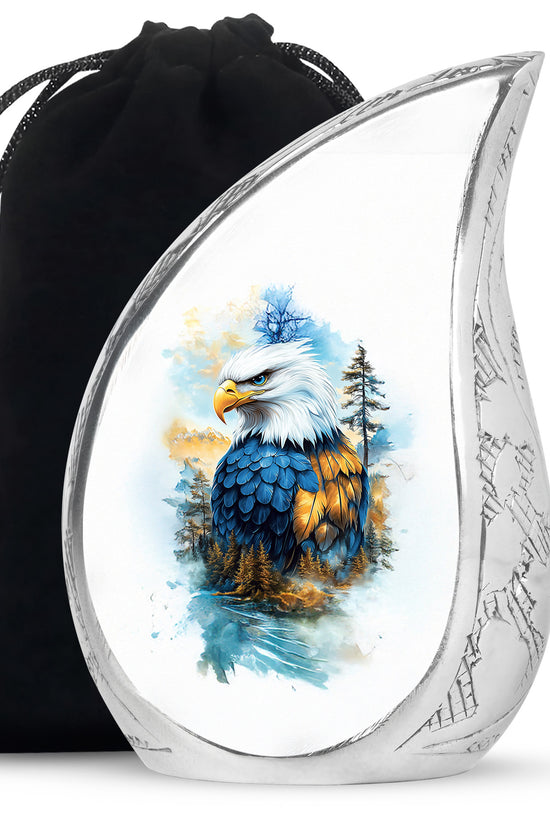 White Eagle Cremation Urn - Aluminium Memorial Urn For Loved Ones